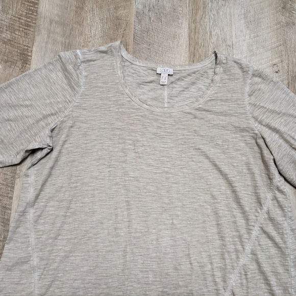 LOGO by Lori Goldstein Beige Flowy Hem Top - Picture 7 of 8